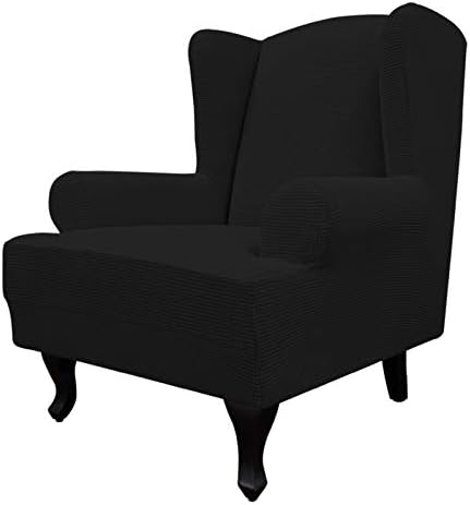 Easy-Going Stretch Large Wingback Chair Sofa Slipcover Black