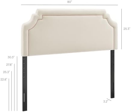 Modway Magnolia King Size Stain-Resistant Performance Velvet Headboard in Alabaster Pink - Padded Cushioned Headboard with Adjustable Mounting Positions