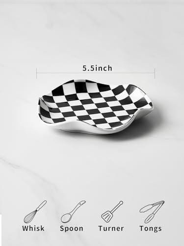 ABRUTY Spoon Rest for Stove Top, Ceramic Spoon Holder for Counter, Modern Farmhouse Decor Accessories for Spatula, Spoons or Tongs