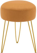 LUE BONA Vanity Stool, Mustard Yellow Vanity Stools for Makeup Room, Round Ottoman Foot Stool, Suede Footrest Vanity Chair for Bathroom Vanity, Bedroom, Living Room, Entryway, Offices