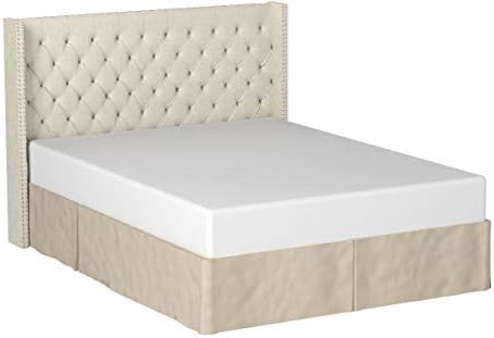 Madison Park Amelia Upholstered Headboard | Nail Head Trim Wingback Button Tufted | Queen, Cream