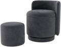Velvet Vanity Chair with Storage 360° Swivel Accent Stool FootRest