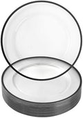 Goodluck 25 Pack 12 Inch Clear Charger Plates with Black Trim