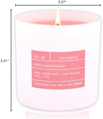 Lulu Candles | Rose & Sandalwood | Smells Floral & Woody | Luxury Scented Soy Jar Candle | Hand Poured in The USA | Highly Scented & Long Lasting (9 Oz. Limited Edition)