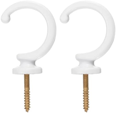 uxcell 2Pcs Curtain Holdback, Aluminum Alloy Wall Mounted Curtain Holders Drapery Tieback Hooks for Living Room Bedroom Office (White)