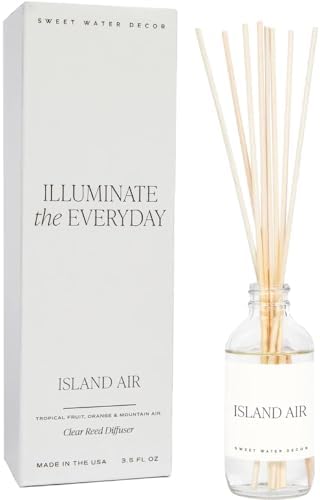 Sweet Water Decor Island Air Reed Diffuser Set | Tropical Fruits, Citrus, Sugar, Exotic Mountain Greens | Long Lasting | Summer Diffuser Oil