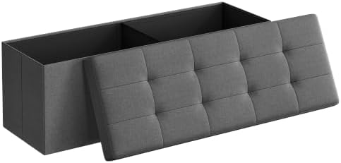 SONGMICS 43.3 Inches Folding Storage Ottoman Bench, Load 660 lb