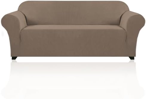 PrinceDeco Stretch Sofa Cover Slipcover 1-Piece, Spandex Jacquard Fabric Universal Couch Cover for 3 Cushion, Washable Non Slip Sofa Cover, Pet Friendly (XL Sofa 89"-105",Macchiato)