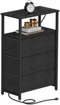 TUTOTAK Narrow Night Stand with Charging Station, Slim End Table