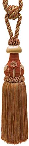 DÉCOPRO Exquisite Hand Crafted Curtain & Drapery Tassel Tieback Tassel Length 12" (30.5cm) 32" Spread (81cm) (Style# TBBL1) Cinnamon Toast Orange Multicolor #6122 (Rust Gold) Set of 2