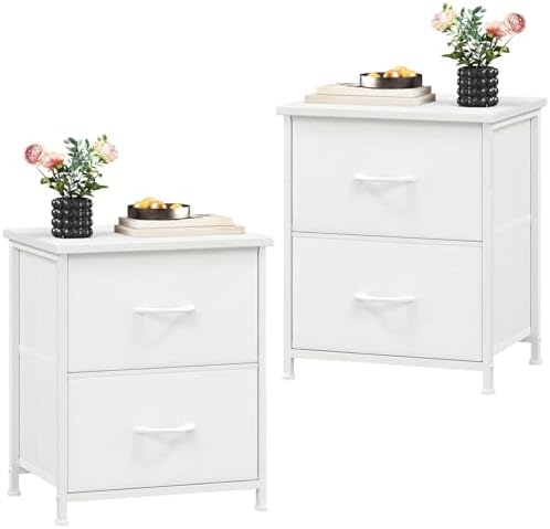 Somdot Nightstand Set of 2 with 2 Drawers, Small Night Stands for Bedroom