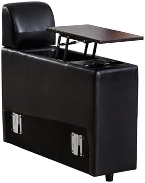 LEVNARY Modular Lift-Top Console with USB Charging and Cup Holders, Center Storage Module for Modular Reclining Sofa (Black)