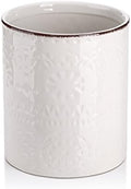 DOWAN 7.2" Kitchen Utensil Holder, Extra Large Farmhouse Utensil Holders for Countertop, Ceramic Utensil Crock, Anti Slip Cork Bottom
