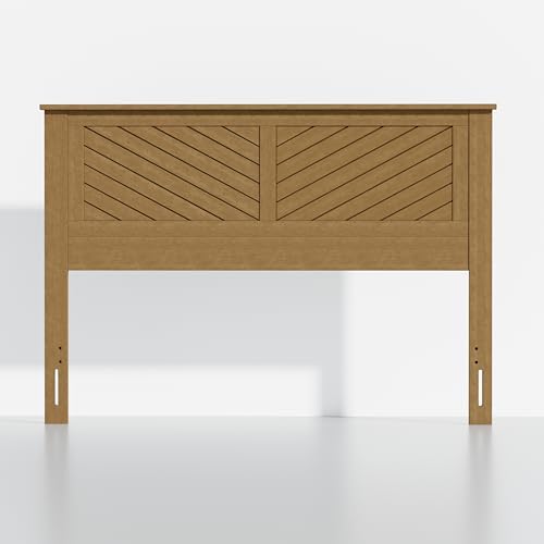 ComfIQ Serene Wood Panel Headboard with Chevron Scoring, Queen, Pine