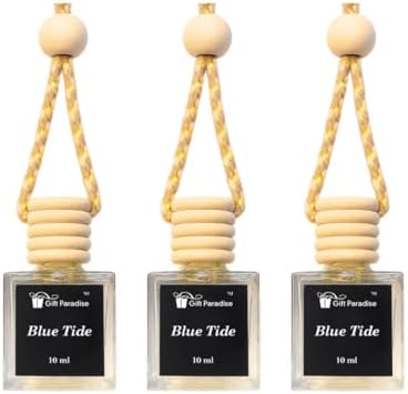 Blue Tide Car Air Freshener - setof 3 – Premium Hanging Velvet gift bag Diffuser with 10 ml each – Long Lasting Fresh Ocean Breeze Scent for Cars, Closets & Small Spaces
