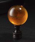 Tawny Crystal Lamp Finial Cap – Handmade Ball Shaped Patterned Glass, 2 Inches Tall, Bronze Finish
