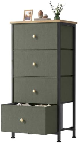 Sweetcrispy Dresser for Bedroom, 4 Drawer Storage Cabinet, Tall Nightstand