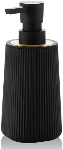 YAUKPH Small Soap Dispenser for Bathroom and Kitchen Bamboo Decor Black