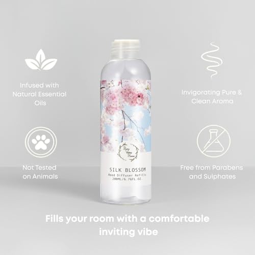 Reed Diffuser Oil Refill, Silk Blossom, 6.76oz（200ml Scented Oil Refill for Reed Diffuser Home Fragrance for Bedroom, Bathroom Office Home Decor