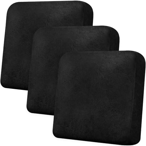 Couch Cushion Covers Leather-Look 3PC Stretch Extra Large Sofa Seat Slipcover Sets Individual Couch Seat Cushion Cover, Pet-Friendly, Non-Slip, Easy Fit - Black