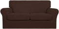 Easy-Going 3 Pieces Stretch Soft Couch Cover for Dogs - Washable Sofa Slipcover for 2 Separate Cushion Couch - Elastic Furniture Protector for Pets, Kids (Loveseat, Coffee, Medium)