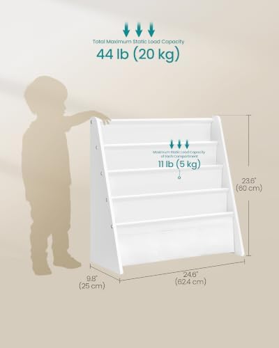 SONGMICS Kids Bookshelf, 4-Tier Toddler Bookcase, 24.6 x 9.8 x 23.6 Inch
