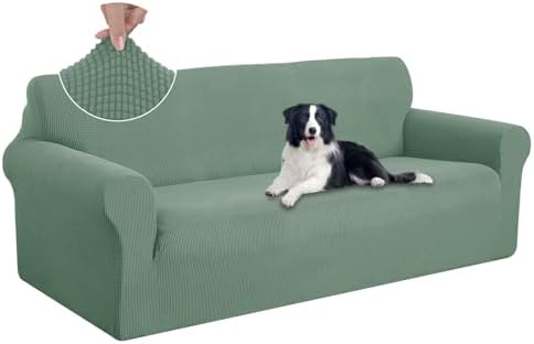U-NICE HOME Oversized Stretch Couch Cover Slipcover, Cyan