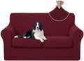 U-NICE HOME 3 Pieces Stretch Loveseat Couch Cover, Burgundy