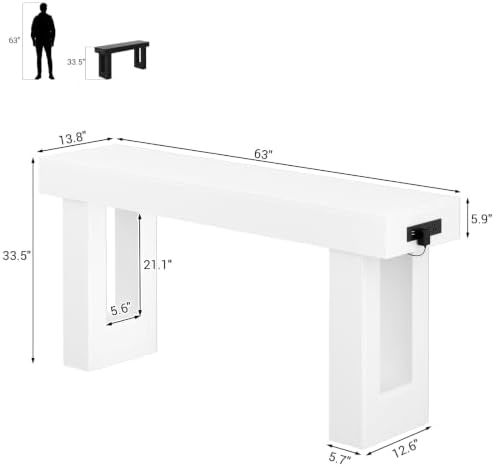 Unikito 63" Console Table with Sensor Light & AC Outlets with USB-C Ports