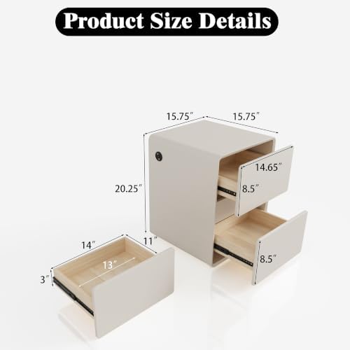 BOSHIRO 16″ Narrow Nightstand, Slim Bedside Tables for Small Bedroo, White