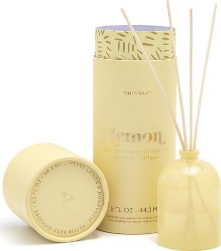Paddywax Petite Reed Diffuser Set, Meyer Lemon, Yellow, 1.5 oz
