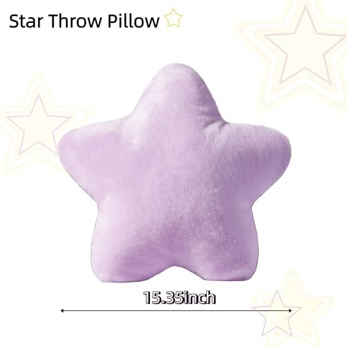2PCS Star Pillow Set,15.35“ Cute Purple Decorative Throw Pillows for Bed