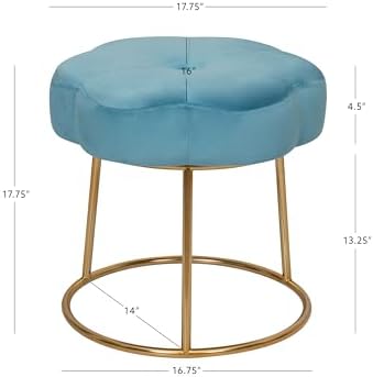 Linon Talulah Light Blue and Gold Vanity and Accent Stool