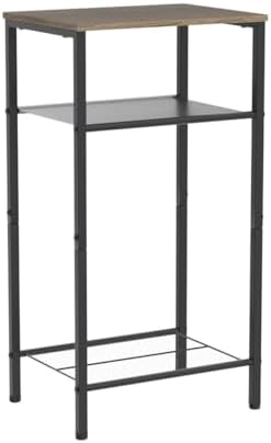 Hoctieon 2-Set 3 Tier End Table, Telephone Table Set of 2, Tall Side Table with Storage Set of 2, Small Nightstand for Small Spaces, Metal Frame, for Living Room, Bedroom, Sofa Couch, Hallway, Greige