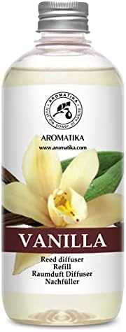 Vanilla Reed Diffuser Refill with Natural Vanilla Essential Oil – 17 Fl Oz – Fresh, Long-Lasting Fragrance for Aromatherapy, Home, Office & Spa