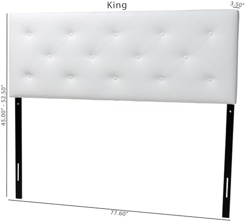 Baxton Studio Baltimore Modern and Contemporary King White Faux Leather Upholstered Headboard