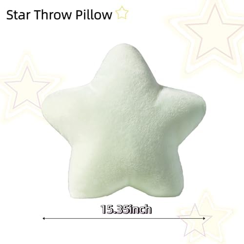 2PCS Star Pillow Set,15.35“ Cute Green Decorative Throw Pillows for Bed