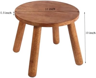 Round Solid Wooden Stool,Plant Stand,Step Stool,Walnut,10" H