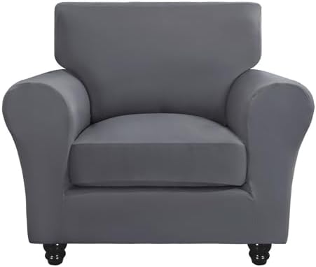SearchI Stretch Sofa Cover Couch Covers, 2 Piece Armchair Slipcover with Separate Chair Cushion Cover, Washable Furniture Protector for Living Room(Armchair, Grey)