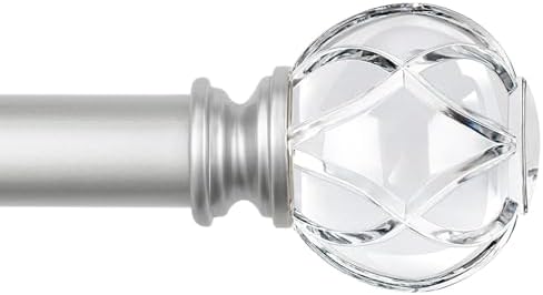 KAMANINA Silver Finials for 1 or 7/8 in Curtain Rod, Crystal Netted Texture