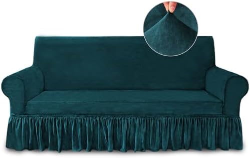 Dark Teal Couch Covers for Sofa Cover Universal Slipcovers with Skirt
