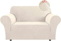 Flamingo P High Stretch Sofa Slipcover Non Slip Loveseat Covers for 2 Cushion Couch Washable Pet Furniture Protector Covers with Elastic Bottom, Thick Jacquard Fabric (Medium, Biscotti Beige)