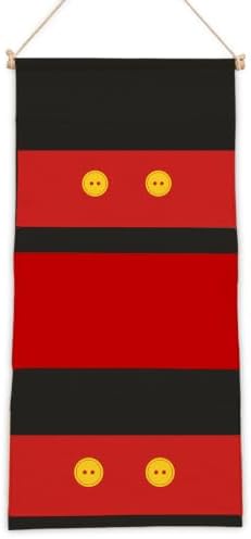 Cute 3-Pocket Hanging Wall Organizer, Red Button Over Door Storage Pockets