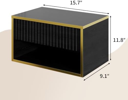 4ever2buy Floating Nightstand, Black Bedroom Night Stand with Drawer