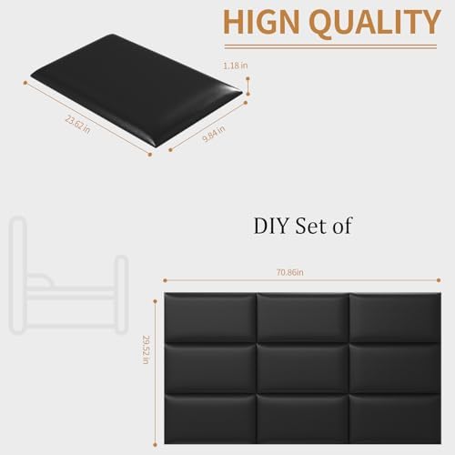 Headboards Wall Panel for Queen and King, Self-Adhesive 3D Wall Panels, Upholstered Wall Panel for Bedroom/Living Room (9 Pieces 9.84 in x 23.6 in)