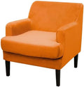 Mid-Century Accent Chair Covers with Cushion Cover Velvet 2 Pieces Upholstered Armchair Slipcovers for Living Room Comfy Sofa Reading Furniture Protector for Apartment Bedroom Office (Orange)