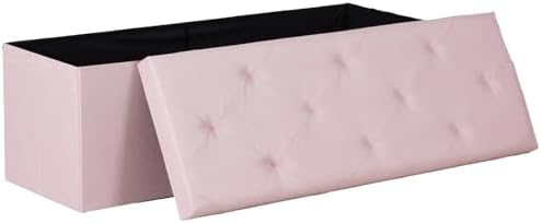 DUMOS 43 Inch Foldable Storage Ottoman Bench, Large Ottoman with Storage