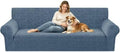 ZNSAYOTX Stretch Couch Cover, 1 Piece Oversized Sofa Covers for 3 Cushion Couch, Jacquard Sofa Slipcovers with Elastic Bottom Thickened Furniture Protector for Dog Cat Pet (X-Large, Dark Grey)