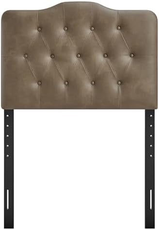 Modway Annabel Faux Leather Adjustable Twin Headboard in Mushroom - Padded Vegan Leather Headboard with 7 Height-Adjustable Positions