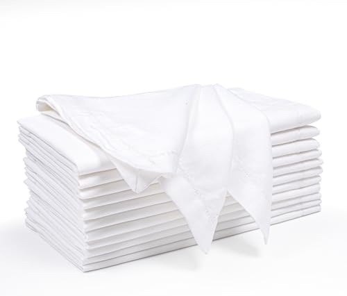 Ramanta Home White Linen Flax Cloth Napkins Set of 4, 18x18 Inches